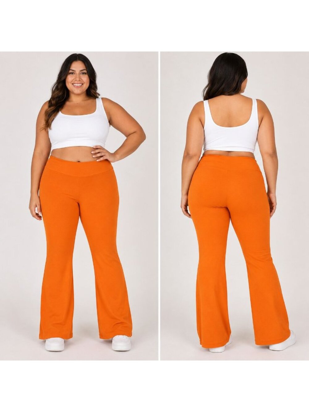 Wild Fable ButterBliss 2X High-Waisted Flare Pants Orange Polyester/Spandex